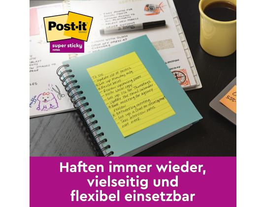Muistiinpanopaperi 101x152mm POST-IT 6445 Super Sticky 4 väriä x 45 arkkia