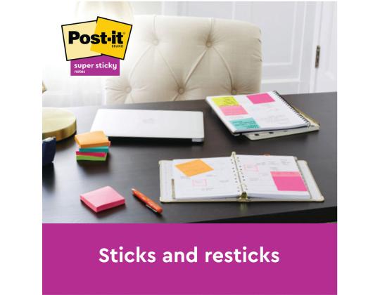 Viestilappukuutio 47,6x47,6mm Post-it 12x90l Playful