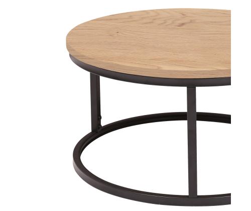 Sohvapöytä BRITE D60xH32cm, vaaleaa puuta, MDF, metallia