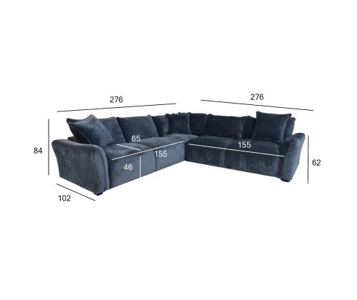 Kulmasohva ja makuualusta DIVI 276x276x102xH84cm, tumman sininen väri