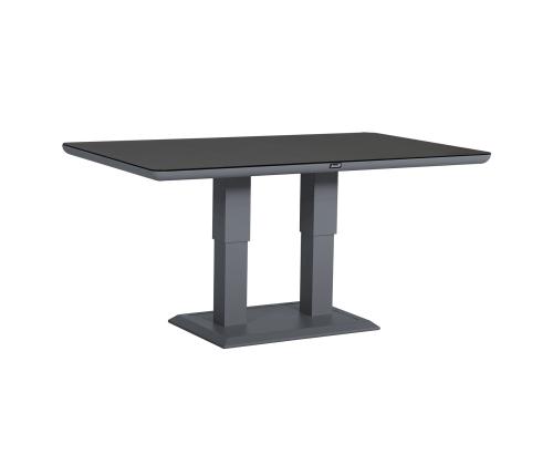 Pöytä TOMSON 150x90xH52-75cm, tummanharmaa lasilevyllä
