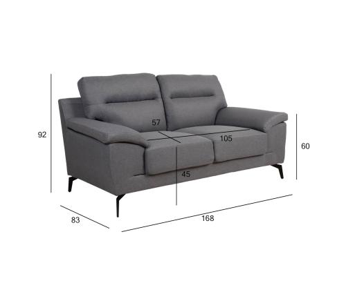 Sohva ENZO 2-istuttava 168x83xH92cm, tummanharmaa