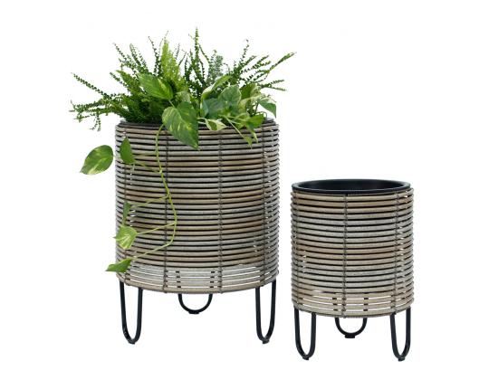 Kukkaruukku WICKER D25xK35cm, beigenharmaa