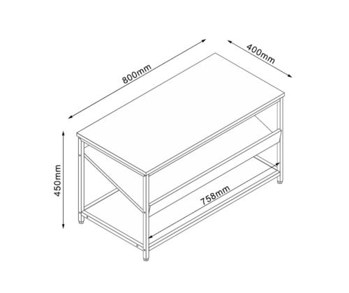 Poljinhylly DIMITRA 80x40xH45cm, maalaismainen/musta