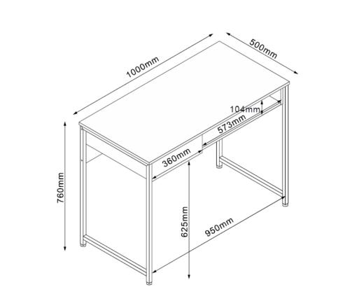 Työpöytä DIMITRA 100x50xK76cm, maalaismainen/musta