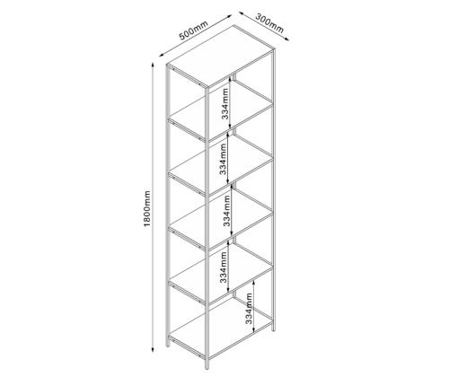 Hylly HARPER 50x30xH180cm, saarni/musta