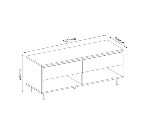 TV-pöytä HERTA 120x40xH48cm, valkoinen/vaalea puu