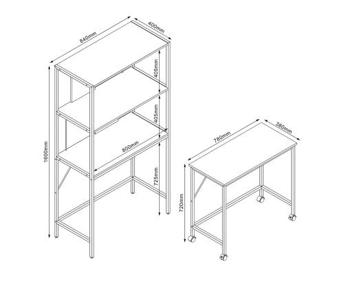 Työpöytä LESTER 84x40xH160cm