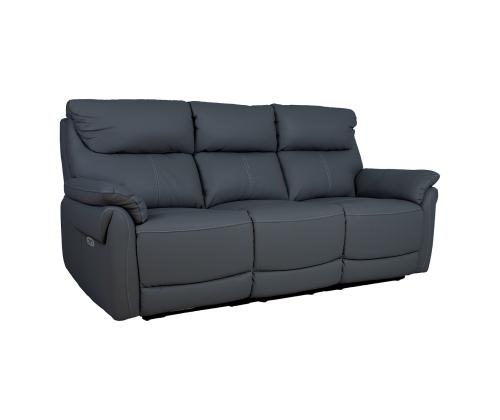 Sohva BOWEN 3-istuttava sähkötoiminen lepotuoli 206x86xH102cm, tummanharmaa luonnonnahkaa