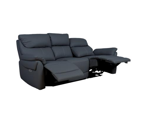 Sohva BOWEN 3-istuttava sähkötoiminen lepotuoli 206x86xH102cm, tummanharmaa luonnonnahkaa