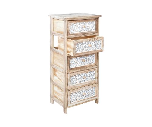 Lipasto KASEKE, 5 laatikkoa 40x29x90cm, luonnonvalkoinen
