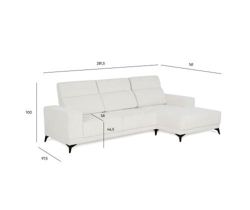 Kulmasohva DARLA PN 281,5x97,5/161xH104cm, vaalea beige