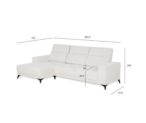 Kulmasohva DARLA VN 281,5x161/97,5xH104cm, vaalean beige