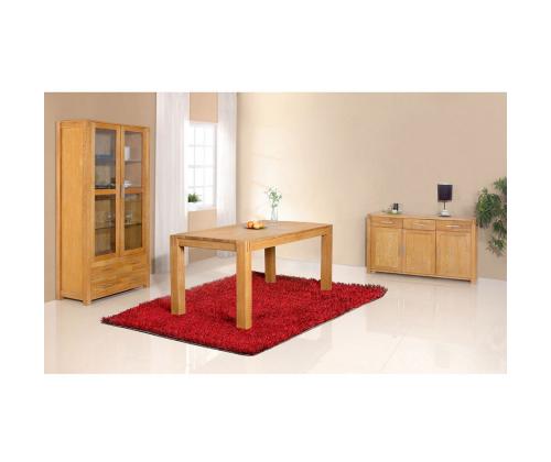 Vitriinikaappi CHICAGO NEW, jossa 2 lasiovea ja 2 laatikkoa, 91x40xH190cm, puu: tammiviilu/MDF, väri: luonnonväri, öljytty puu