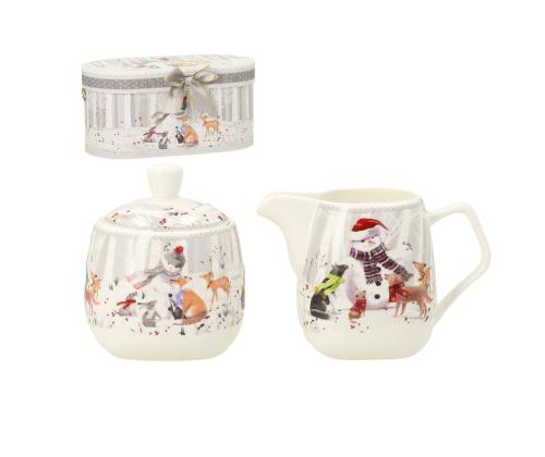 Sokerikulho ja kermakannu MIA SNOW, lahjapakkauksessa