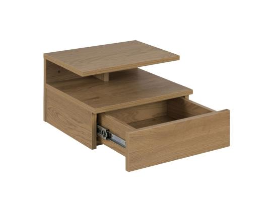 Yöpöytä ASHLAN 35x32xH22,5cm, hyllyllä ja laatikolla, seinäasennus, materiaali: puu, väri: tammi