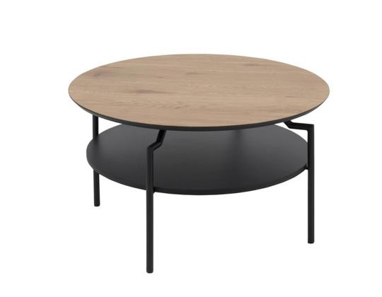 Sohvapöytä GOLDINGTON D80xH45cm, tammi/musta, huonekalulevy, MDF, metalli