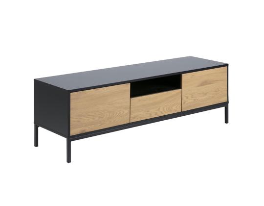 TV-pöytä SEAFORD, 140x40xH45cm, 1 laatikko, runko: MDF, musta matta, 2 ovea: huonekalulevy laminoidulla pinnoitteella, väri; pato