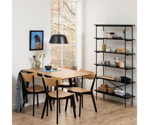 Ruokapöytä ROXBY, 80/120x80xH76cm, tammi/musta, jatkettava