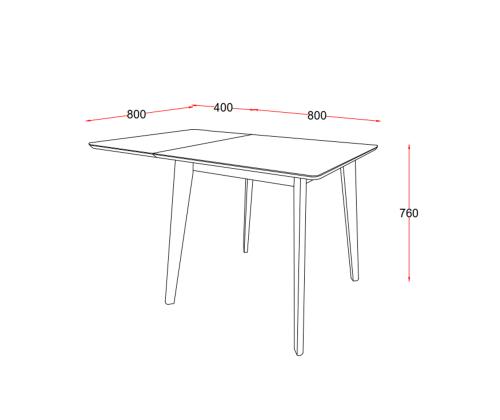 Ruokapöytä ROXBY, 80/120x80xH76cm, valkoinen, jatkettava, pöytälevy: valkoiseksi maalattu MDF, jalat: kumipuuta