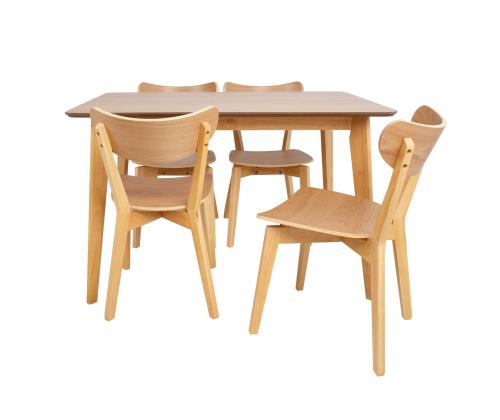 Ruokailusetti ROXBY pöytä 120x80xK76cm, 4 tuolia (AC91520 ), tammea