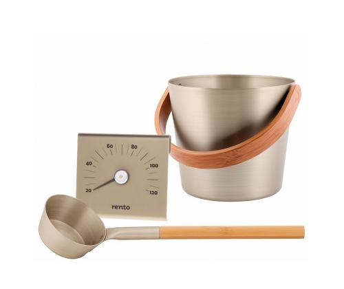 Saunakauha RENTO CHAMPAGNE, 5L, alumiini/bambu