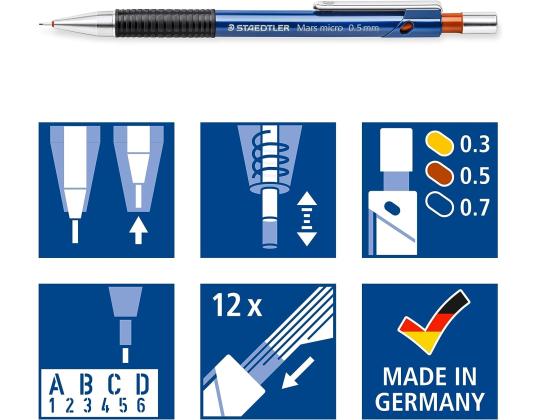 Mekaaninen tavallinen lyijykynä STAEDTLER 775 0,9mm, metallinen taskupidike