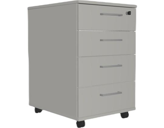 Laatikosto pyörillä OPTIMA 415x500x638mm 4 laatikolla vaaleanharmaa