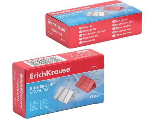 Paperiliitin 19mm värillinen 12 kpl pakkauksessa ERICH KRAUSE