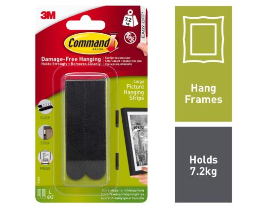 Kuvankiinnitysnauhat 3M COMMAND 17206BLK L koko musta, 7,2kg