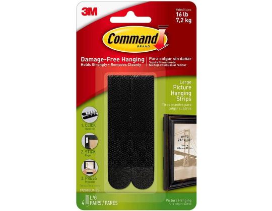 Kuvankiinnitysnauhat 3M COMMAND 17206BLK L koko musta, 7,2kg