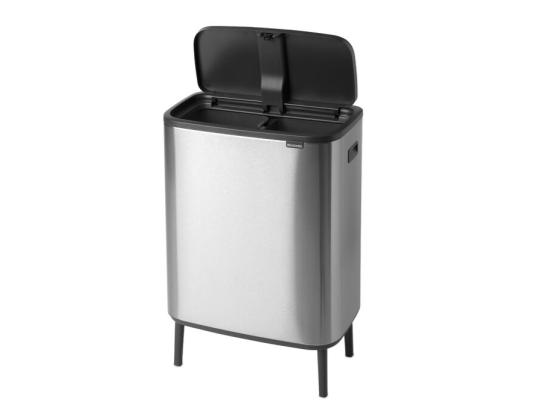 Roskakori 2x30L BRABANTIA Bo Touch Bin Hi, roskakori 2x30L jaloilla, Matt Steel, ruostumaton FPP