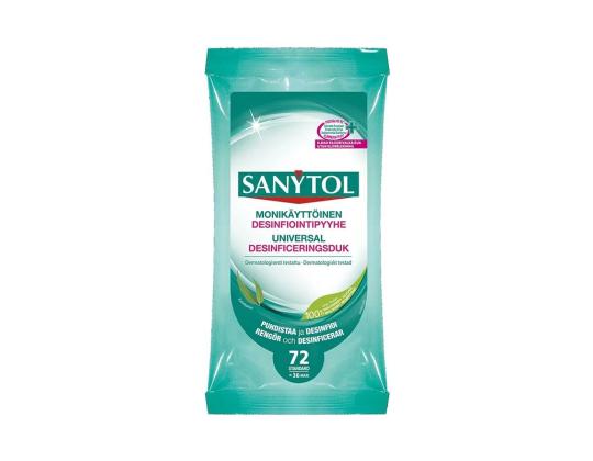 Puhdistuspyyhkeet desinfiointiaine, SANYTOL kostutettu desinfiointi 72 kpl pakkauksessa