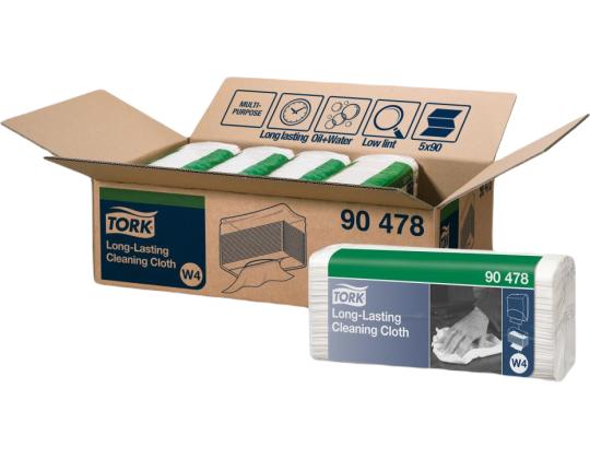 Puhdistusliinat muovipakkauksessa TORK Long Lasting W4 1-kerroksinen valkoinen 90 kpl pakkauksessa