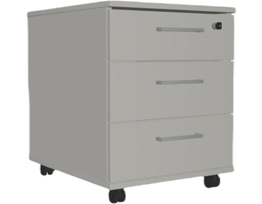 Laatikosto pyörillä OPTIMA 415x500x510mm 3 laatikolla vaaleanharmaa