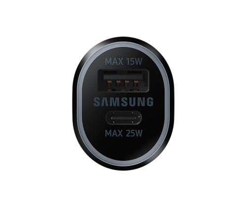 SAMSUNG Duo autolaturi, USB-A, USB-C, 25 W + 15 W, musta - Autolaturi