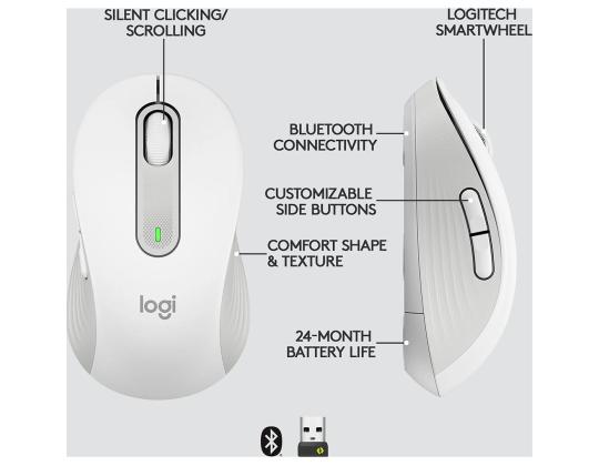 Langaton hiiri LOGITECH Signature M650 L, valkoinen