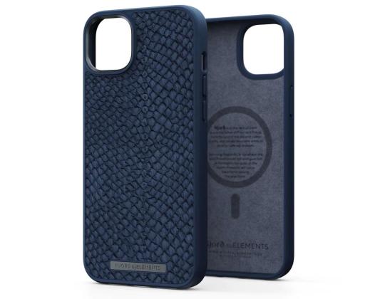 NJORD BYELEMENTS Salmon Leather MagSafe, iPhone 14 Plus, sininen - Nahkakotelo