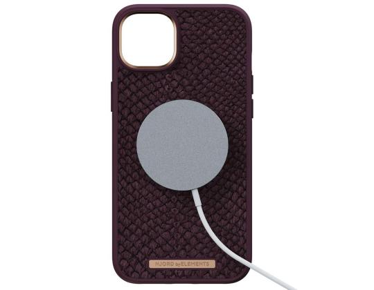 NJORD BYELEMENTS Salmon Leather MagSafe, iPhone 14 Plus, ruskea - Nahkakotelo