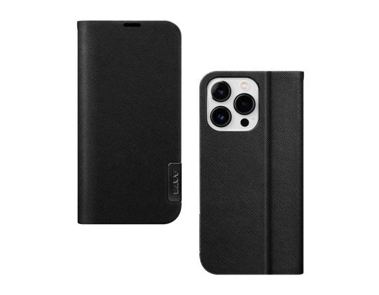 LAUT PRESTIGE FOLIO, iPhone 14 Pro Max, musta - Älypuhelimen kuoret