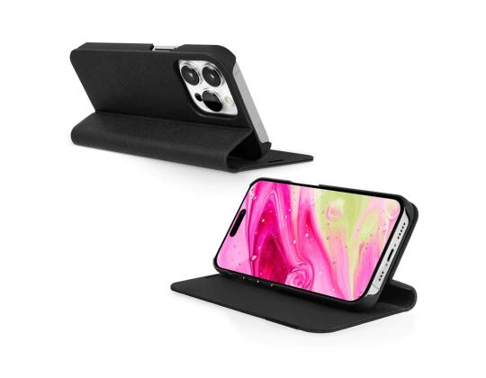 LAUT PRESTIGE FOLIO, iPhone 14 Pro Max, musta - Älypuhelimen kuoret