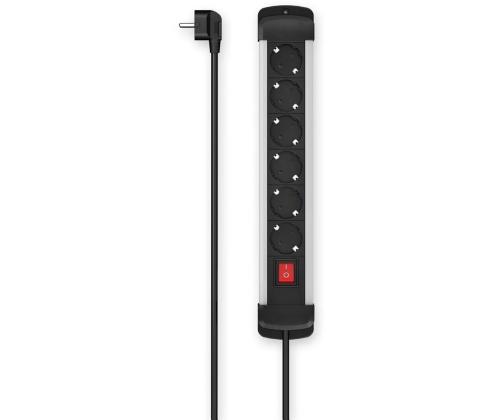 Hama Power Strip, 6 pistorasiaa, 1,5 m, musta - Jatkojohto