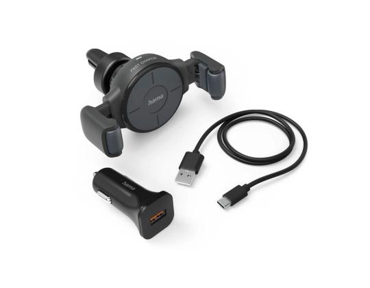 Hama FC10 Flex-Set, 10 W, Qi-lataus, musta - Langaton laturi / puhelinteline autoon