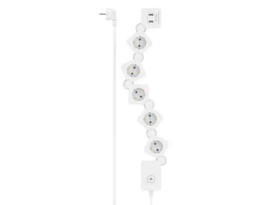 Hama Power Strip, 5-kantainen, USB, 12 W, joustava, 1,4 m - Jatkojohto