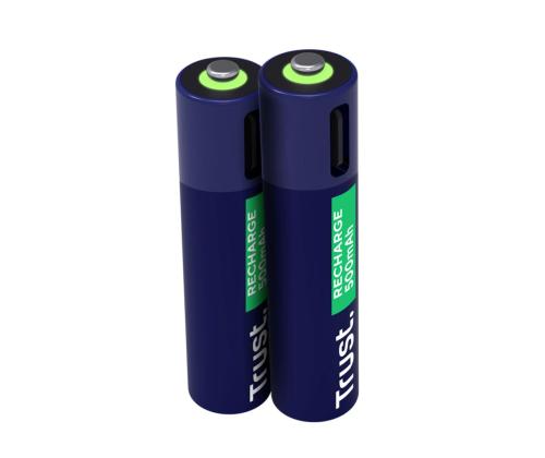 Trust USB-C ladattavat AAA-paristot, 2 kpl - Ladattavat paristot ja akut