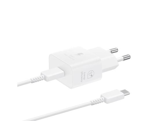 Samsung, USB-C, 25 W, valkoinen - Virtalähde ja USB-C-kaapeli