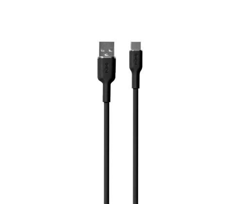Puro Soft, USB-A / USB-C, 1,5 m, musta - Kaapeli