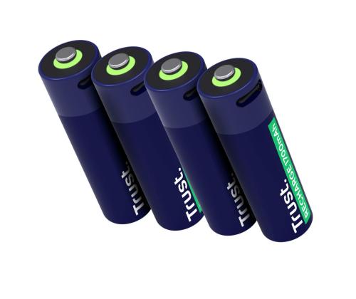 Trust USB-C ladattavat AA-paristot, 4-pack - Ladattavat paristot ja akut