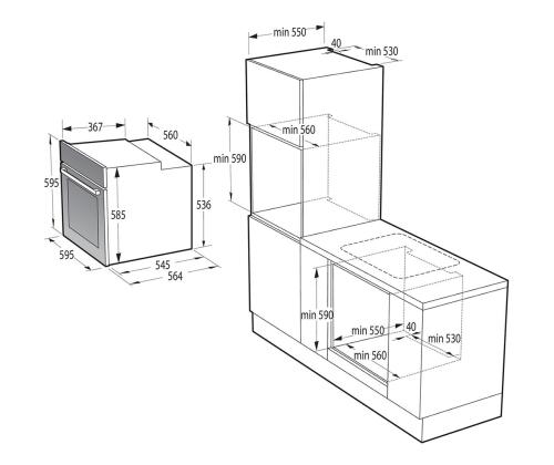 Gorenje, 77 L, musta - Integroitu uuni