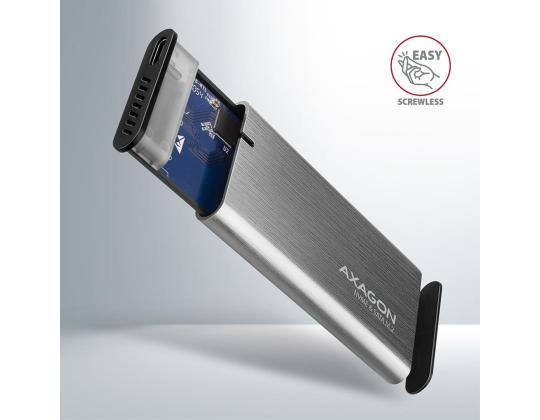 Axagon EEM2-SG2 Raw Box, USB-C, M.2 NVME, mSATA, hopea - SSD-kotelo